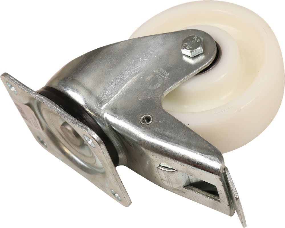 Kelfort Zwenkwiel Met Rollager 150mm 700kg Met Bevestigingsplaat En Rem Verzinkt Wit