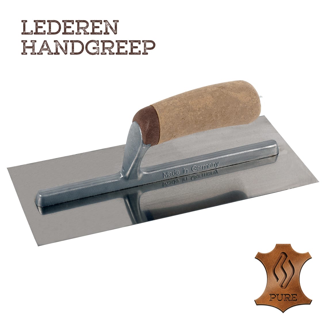 Super Prof Pure Pleisterspaan 330x120x0,65mm RVS Met Lederen Handgreep