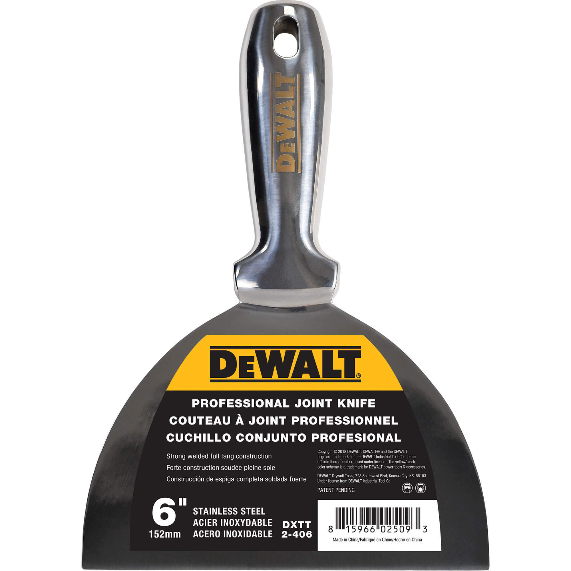 DeWALT Plamuurmes 6" 152mm RVS Gesmeed