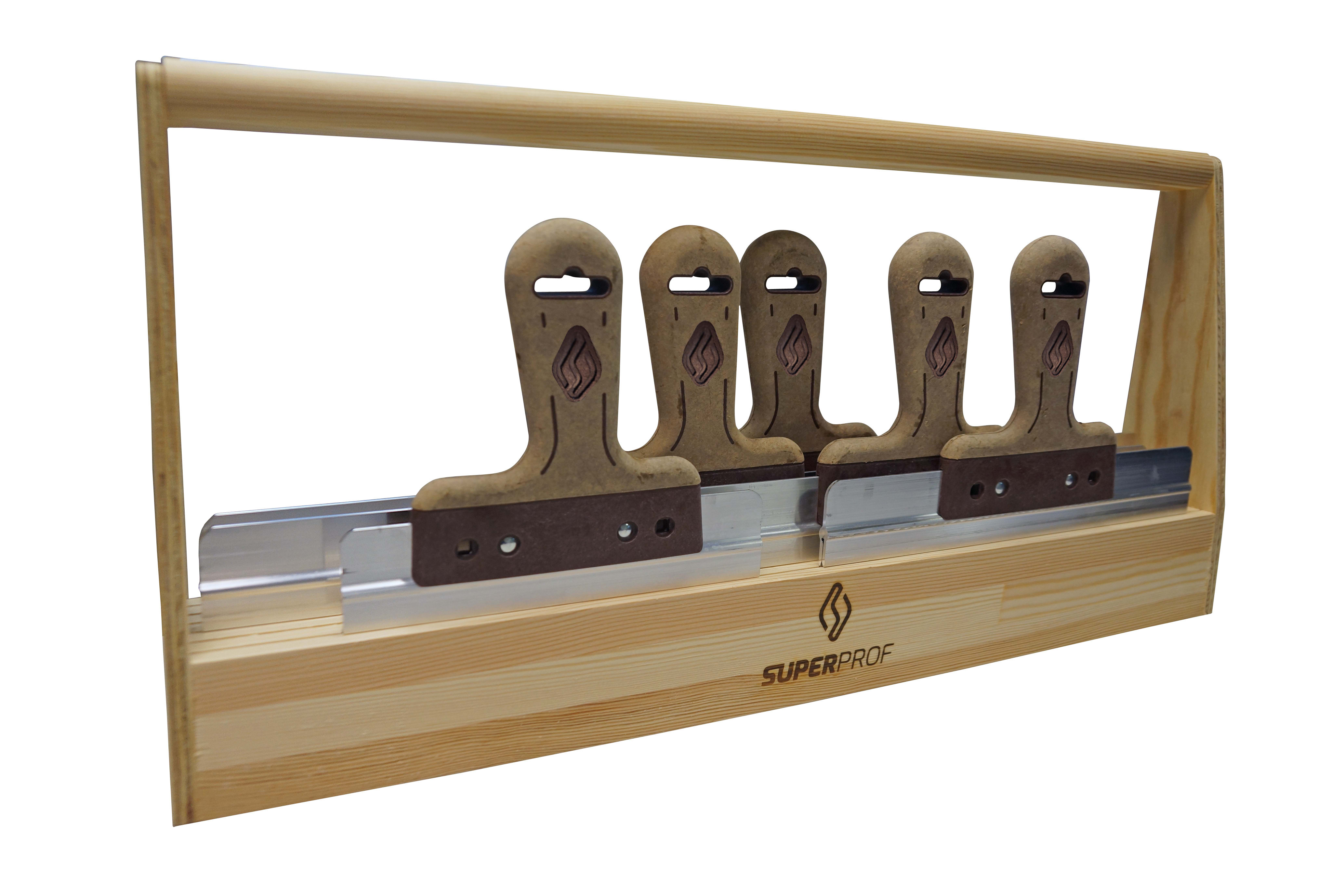 Product afbeelding voor Super Prof Spackmes RVS Met Lederen Greep Inclusief Gereedschapsbak 5st