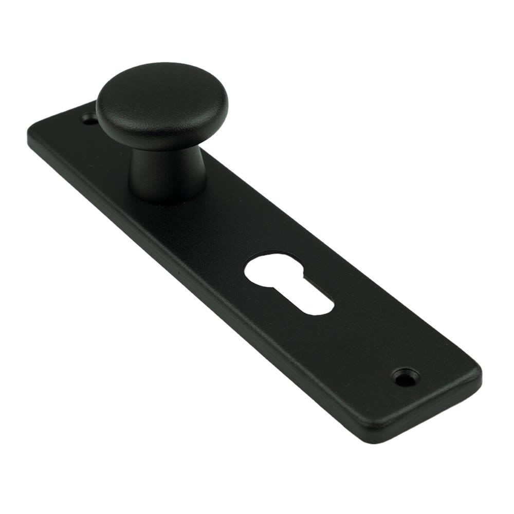 AMI Kortschild 160/40 Recht Met Knop En Profielcilindergat 180x41mm PC55 Aluminium Zwart