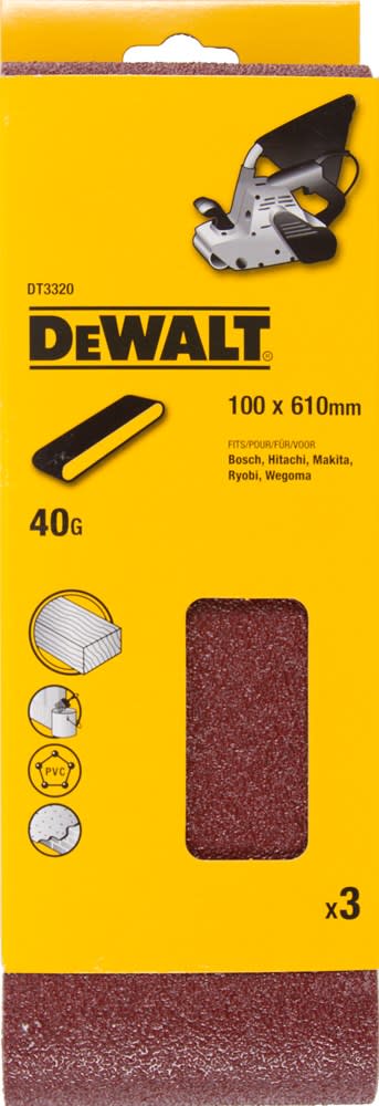 Product afbeelding voor DeWALT Schuurband DT3320QZ 100x610mm K40 3st
