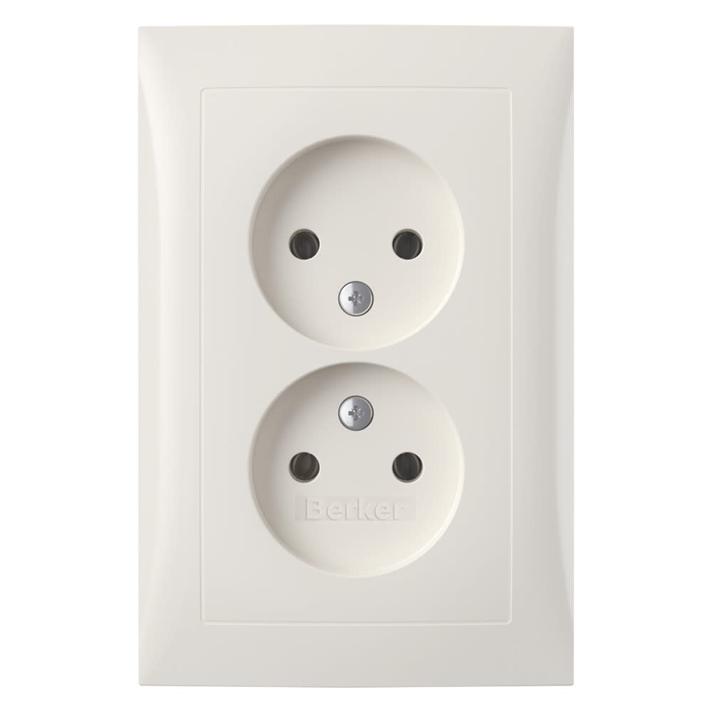 Product afbeelding voor Berker Contactdoos S1 Inbouw 2-Polig 2-Voudig Polarwit