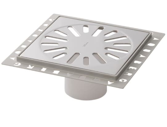 Renovatieput ABS 146x146mm Rooster RVS Reukslot 60/76mm Inbouwdiepte 7mm