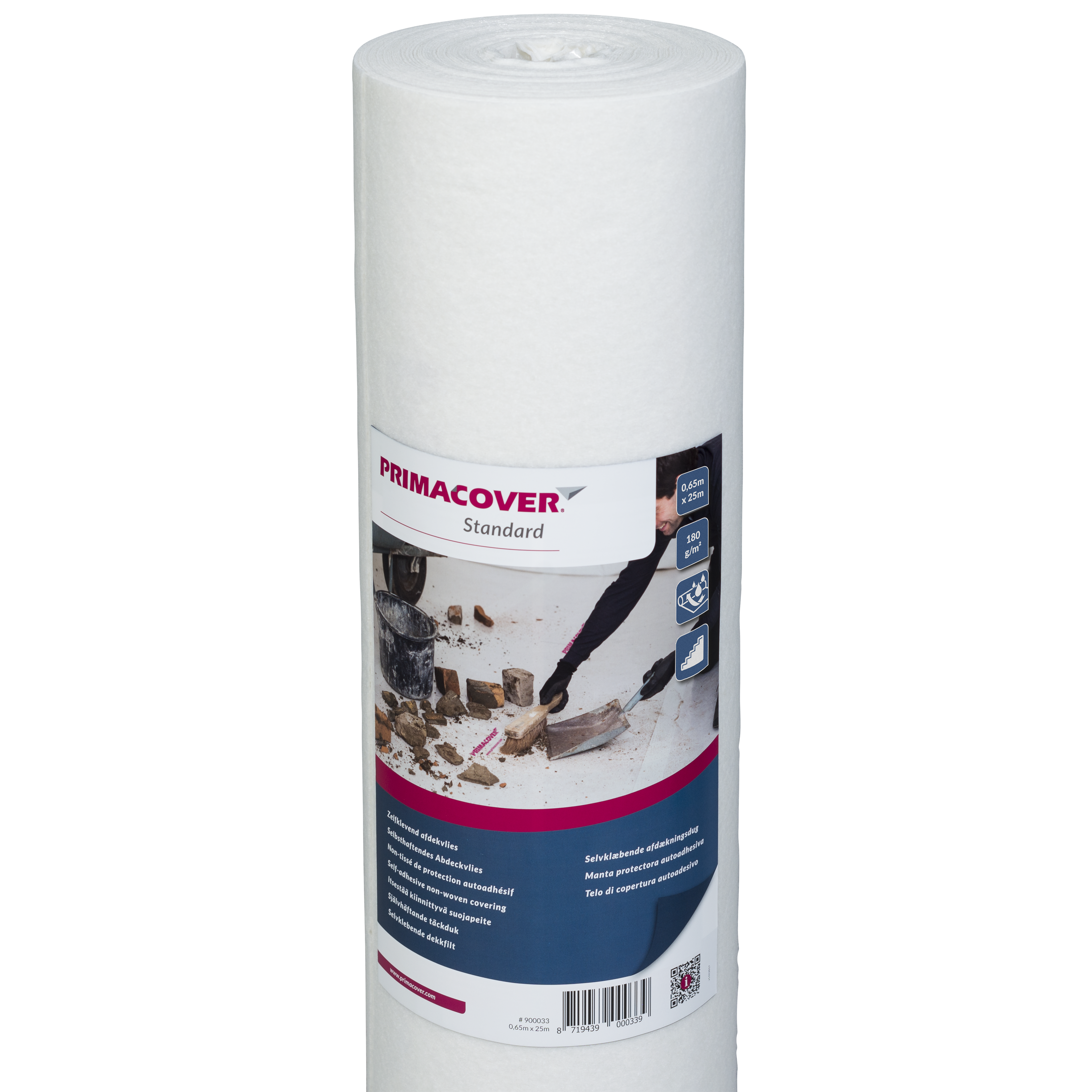 PrimaCover Afdekvlies Standard 0.65x25m Wit Zelfklevend