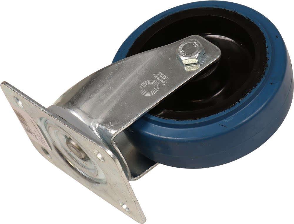 Kelfort Zwenkwiel Met Glijlager 125mm 140kg Met Bevestigingsplaat Verzinkt Blauw