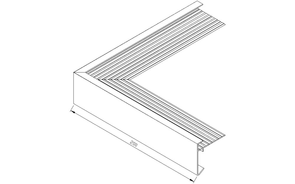 AluArt Uitwendige Hoek 200x200mm Dakrand 45x45mm