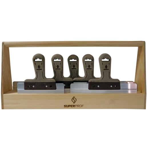 Product afbeelding voor Super Prof Spackmes RVS Met Lederen Greep Inclusief Gereedschapsbak 5st