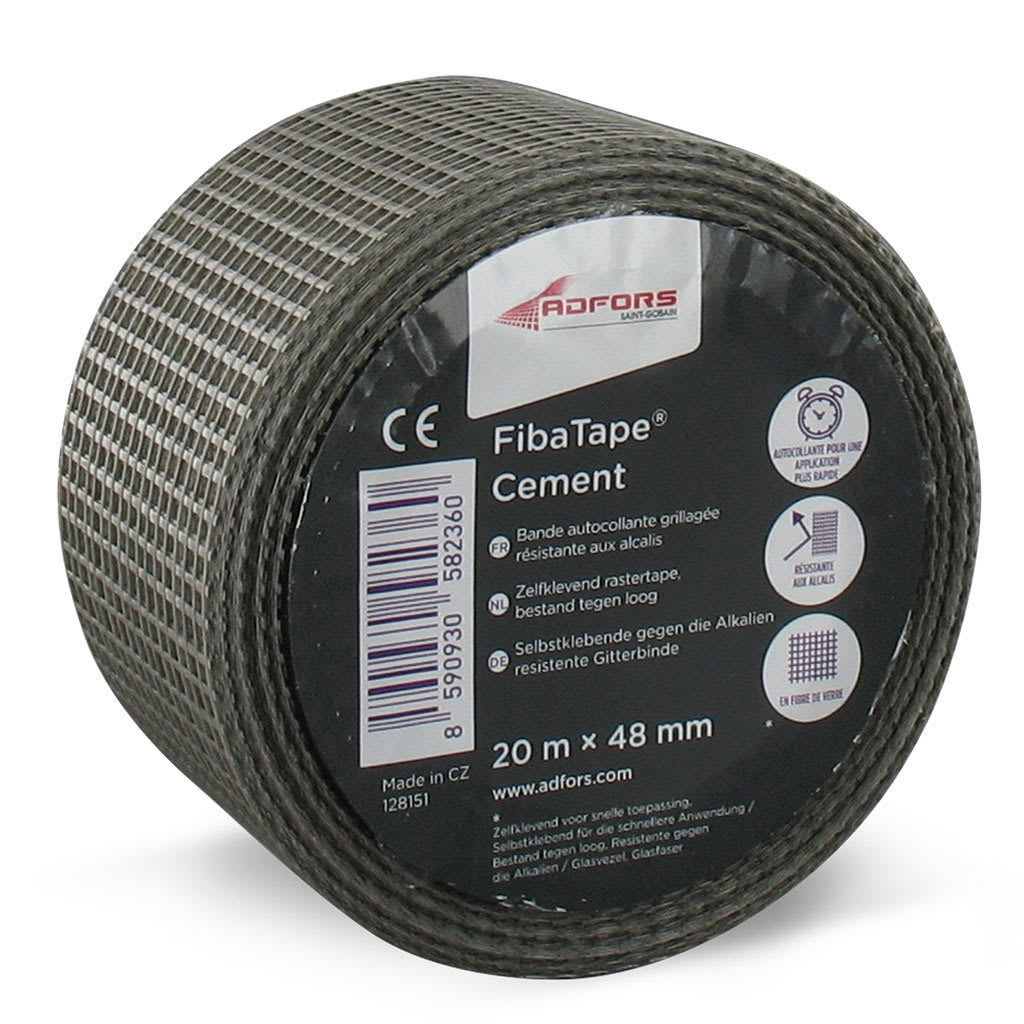 TechnoTape Gaasband FibaTape Cement Board 48mm 45m Grijs