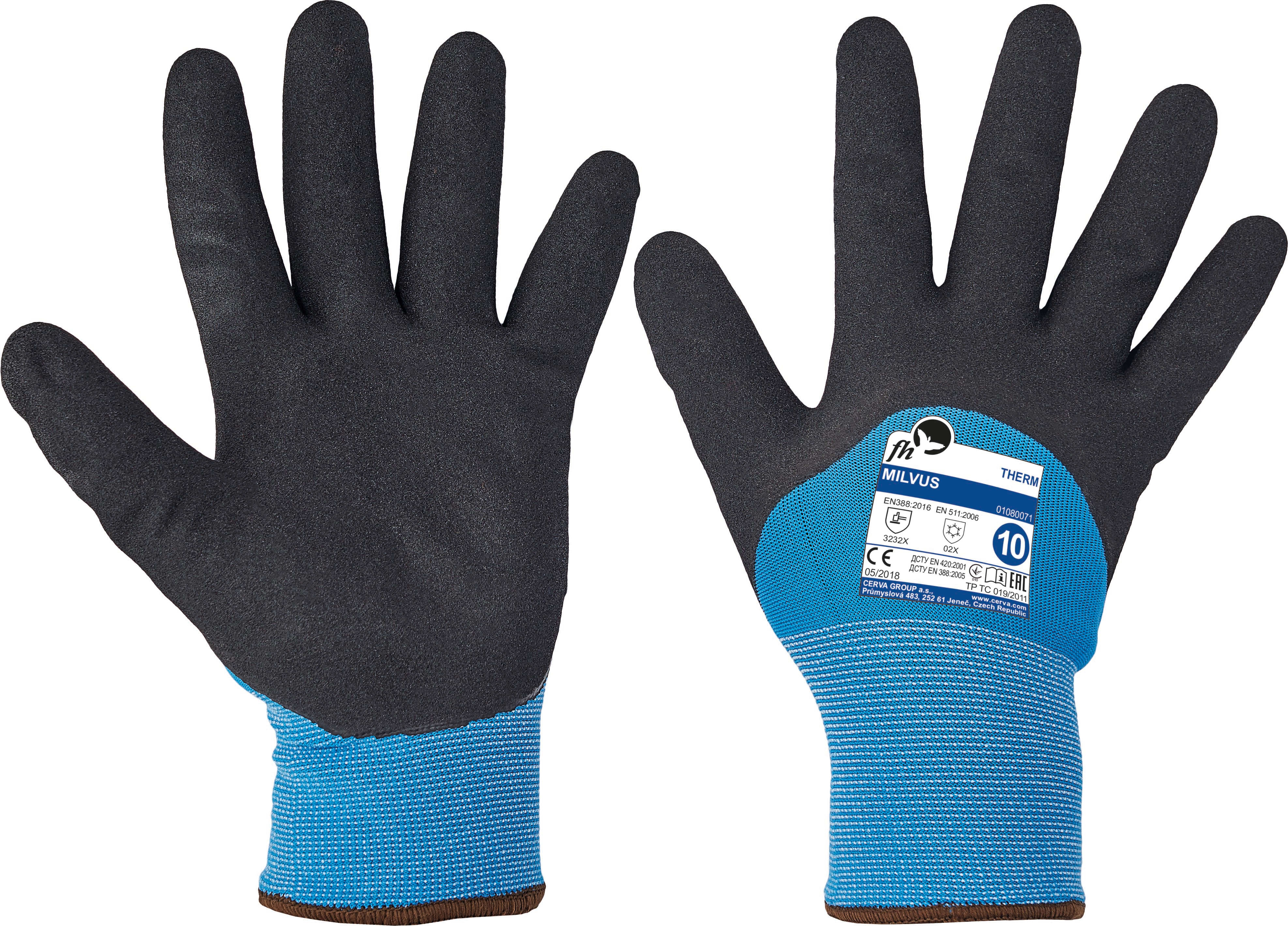 Cerva Veiligheidshandschoen Milvus Polyester/Acryl Maat 10 Blauw