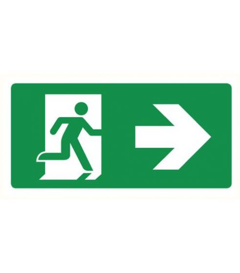 Bord Nooduitgang Rechts 150x300mm Polypropyleen