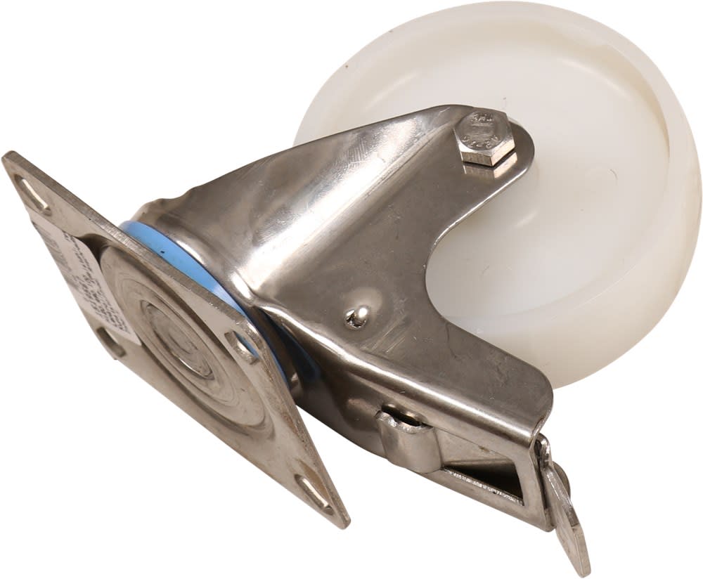 Kelfort Zwenkwiel Met Rollager 100mm 30kg Met Bevestigingsplaat En Rem Wit