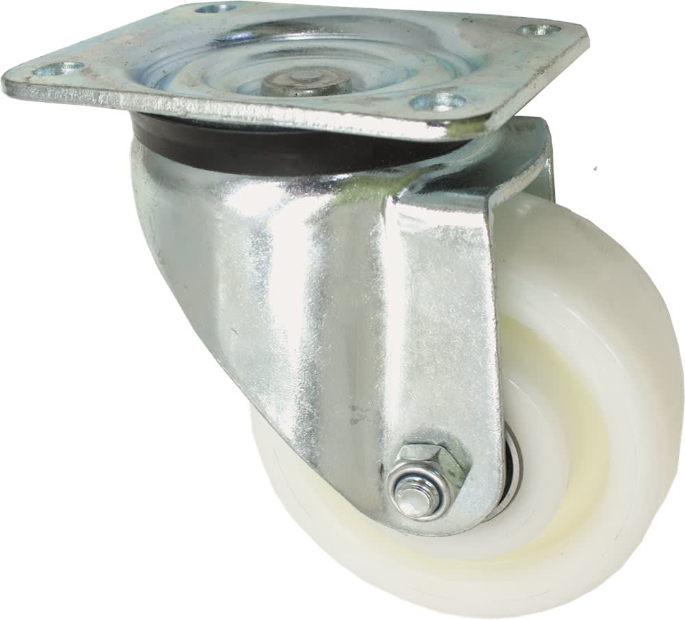 Kelfort Zwenkwiel Met Rollager 150mm 700kg Met Bevestigingsplaat Verzinkt Wit