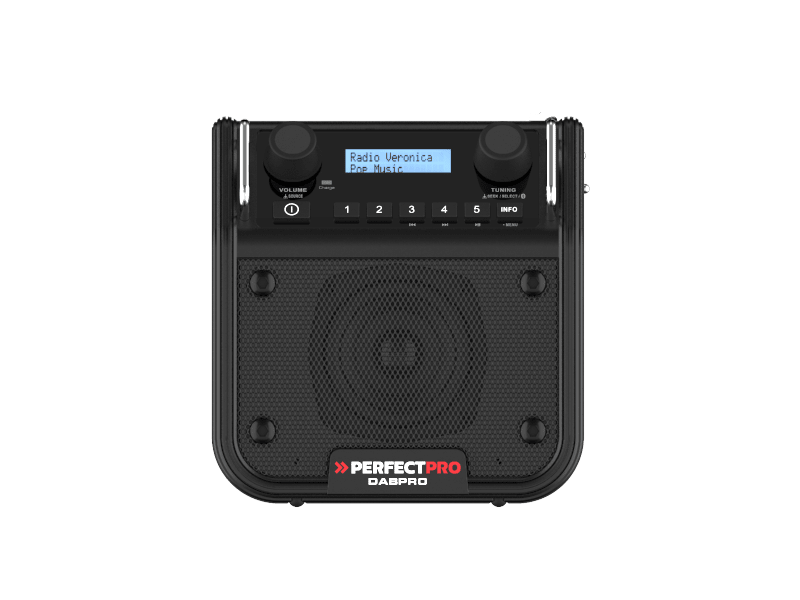 Perfectpro Bouwradio DabPro Dab+ FM Bluetooth Oplaadbaar Zwart