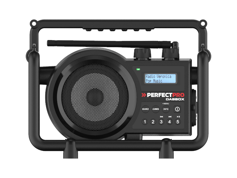 Perfectpro Bouwradio DabBox Dab+ FM RDS Aux Bluetooth Oplaadbaar Zwart