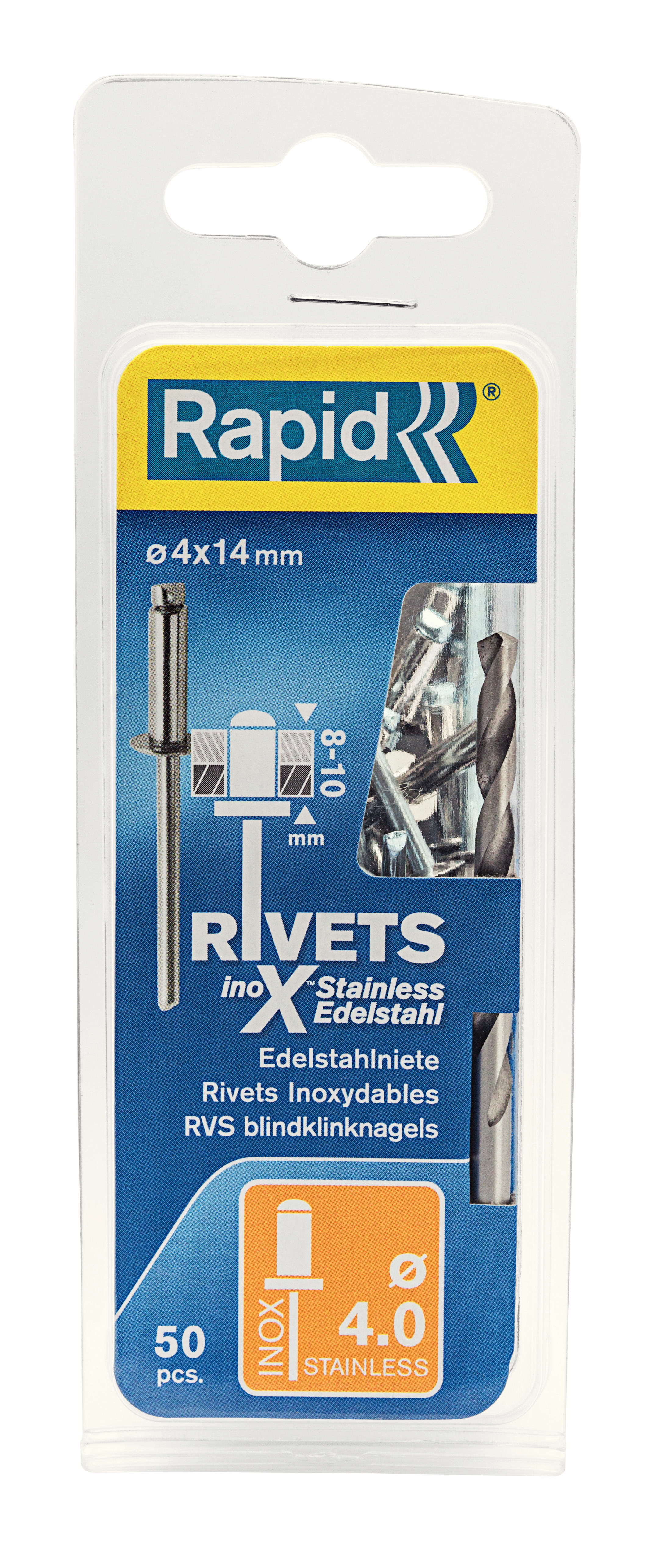 Rapid Blindklinknagel High Performance 4.0x14mm RVS Met Boor 50st