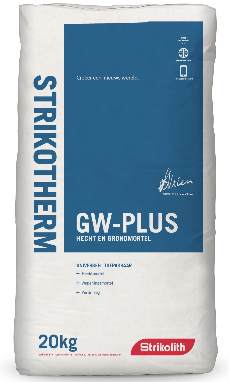 Product afbeelding voor Strikotherm GW-Plus Hecht Grondmortel 20kg