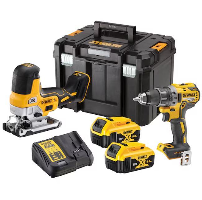 DeWALT Accu Voordeelset DCK298P2T-QW 18V XR Brushless 2-Delig 2x5,0Ah In Tstak DCD791 + Dcs335
