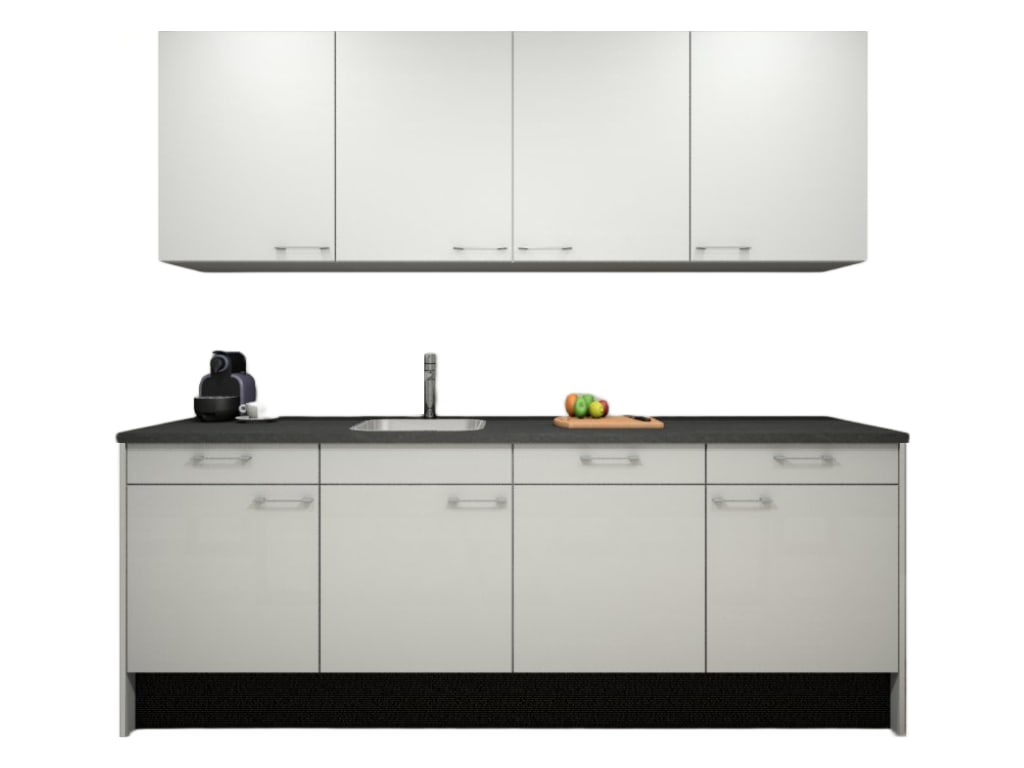 Product afbeelding voor Procasa Keuken 240cm Compleet Wit Spoelbak Links Uit Midden Met Geintegreerde Vaatwasser