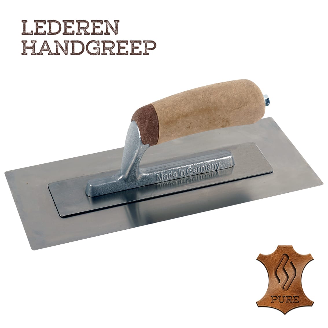 Product afbeelding voor Super Prof Pure Pleisterspaan Flex 280x117x0,3mm RVS Met Lederen Handgreep