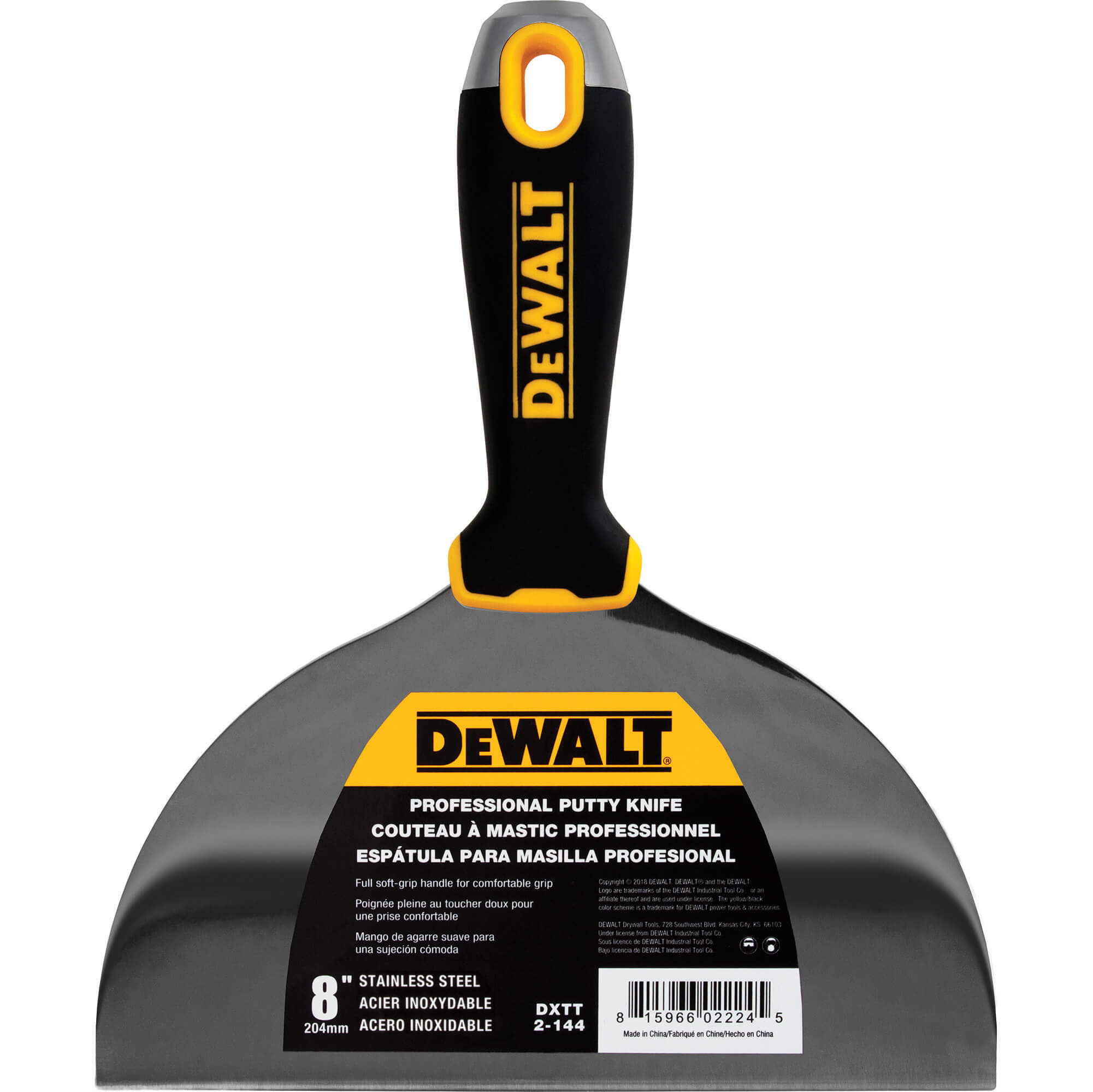 DeWALT Plamuurmes 8" 203mm RVS Slagvast Softgreep