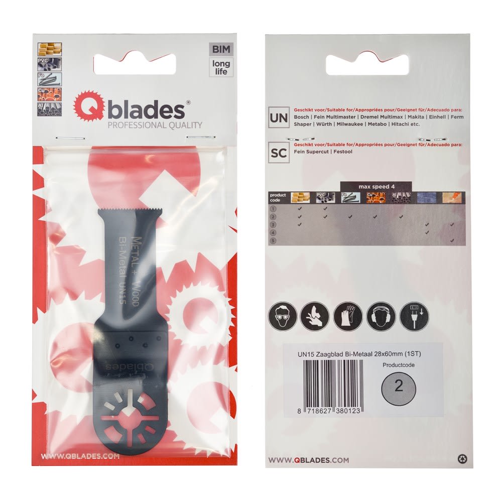 Product afbeelding voor Qblades Multitoolzaagblad UN15 28x60mm Bi-Metaal 1st