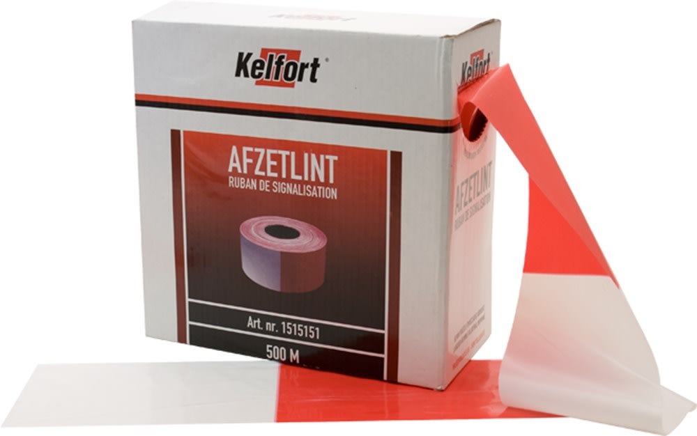 Kelfort Afzetlint 500m Rood/Wit Geblokt