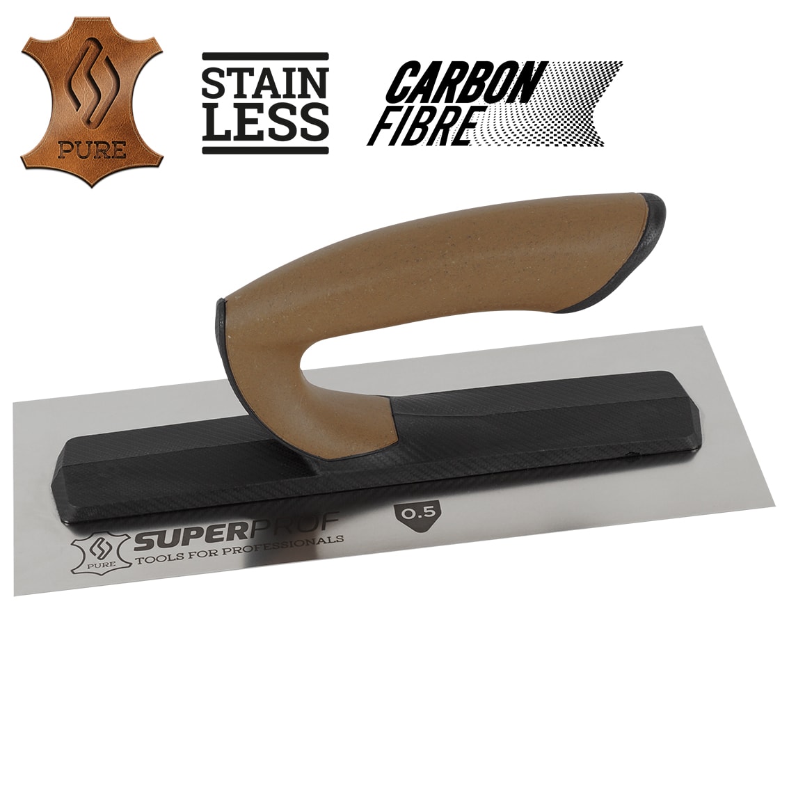 Product afbeelding voor Super Prof Pleisterspaan Comfort 305x120x0,5mm RVS Met Lederen Handgreep