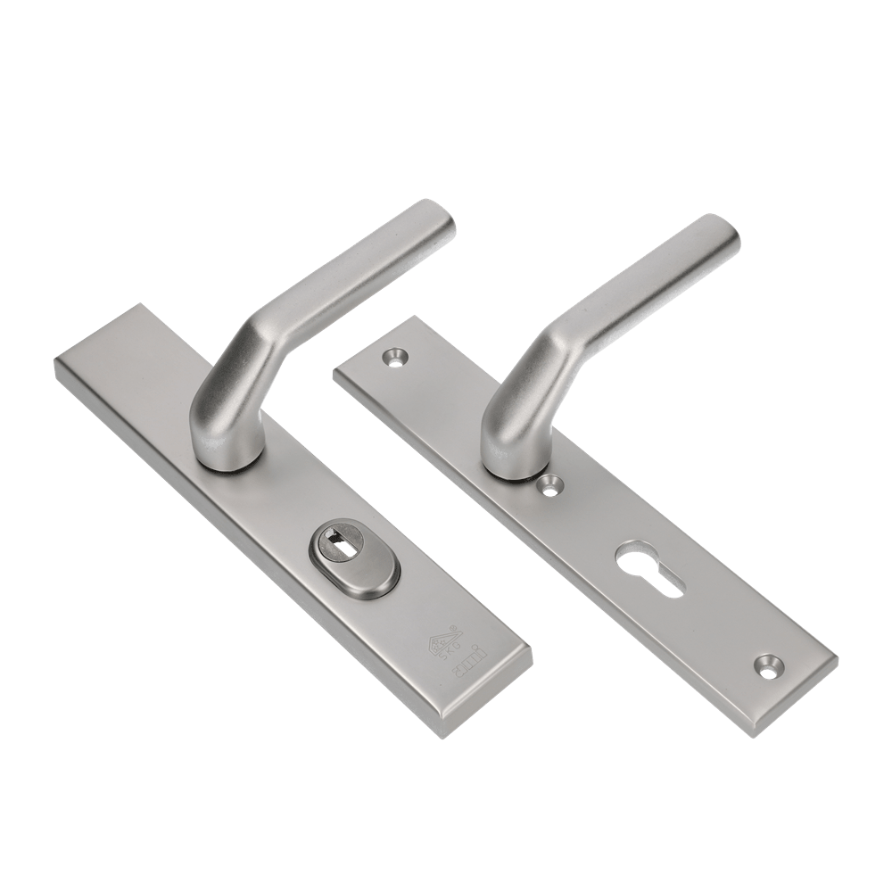 AMI Veiligheidsdeurkrukgarnituur 379 Kruk-Kruk Recht Langschild PC72 SKG3 Aluminium F1 Met Kerntrekbeveiliging