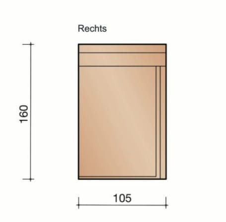 Kloosterwaard Einddorpel Rechts 16cm IJzerkleur Opstaande Rand 20mm Kering