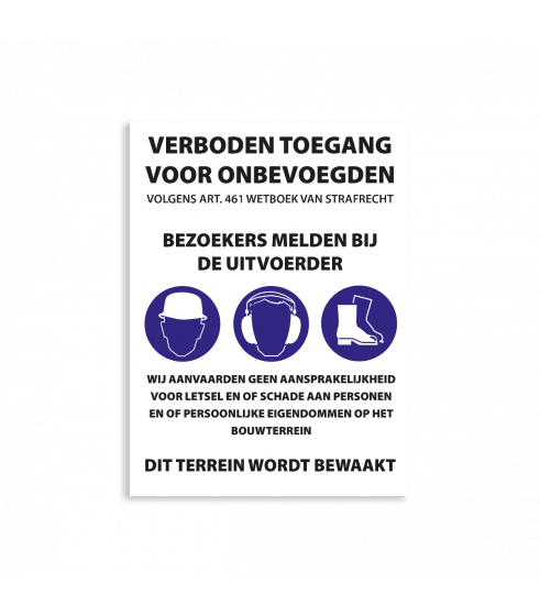 Bouwbord 1000x750mm Dibond