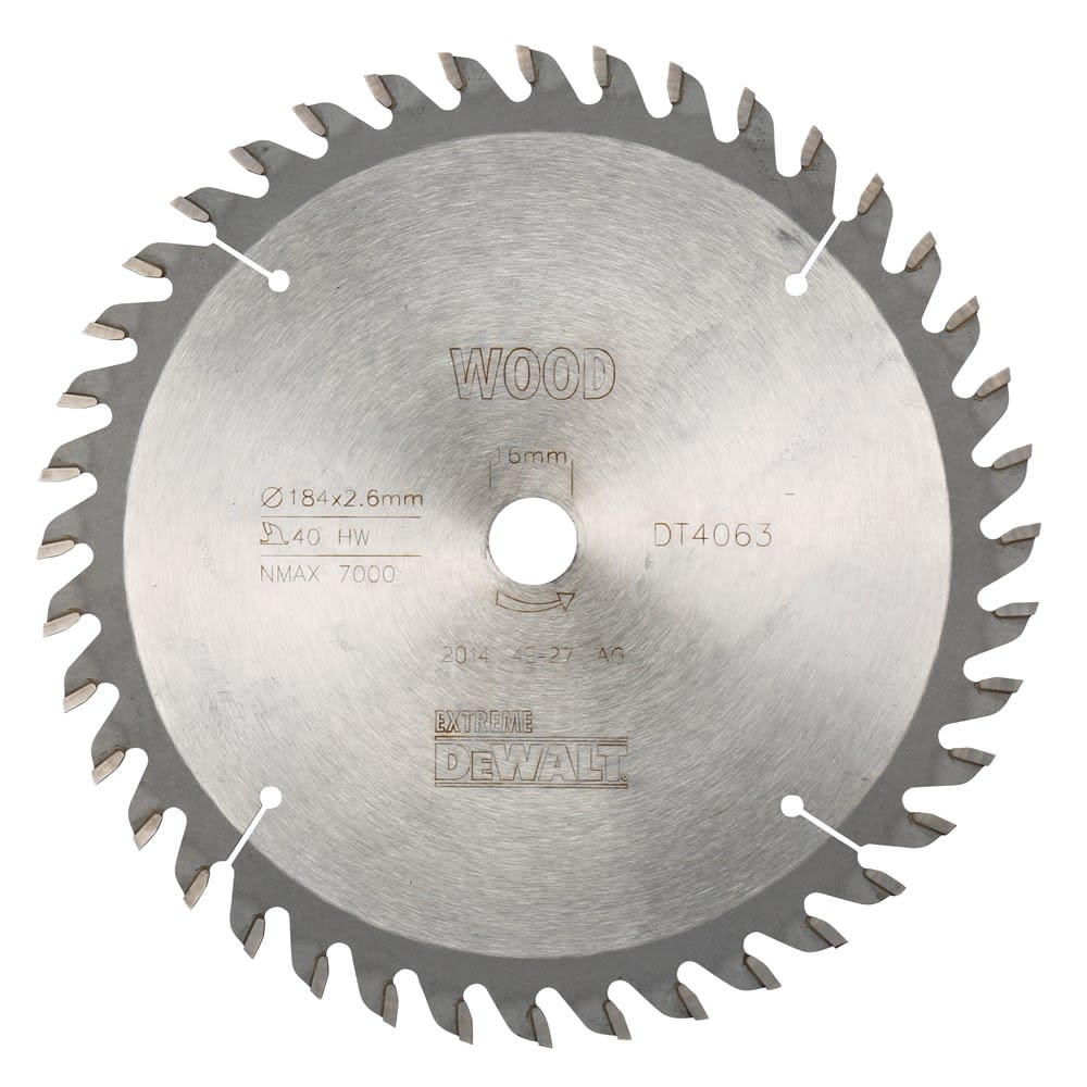 DeWALT Cirkelzaagblad DT4063 184x16mm 40tands Wissel Positief 2,8mm