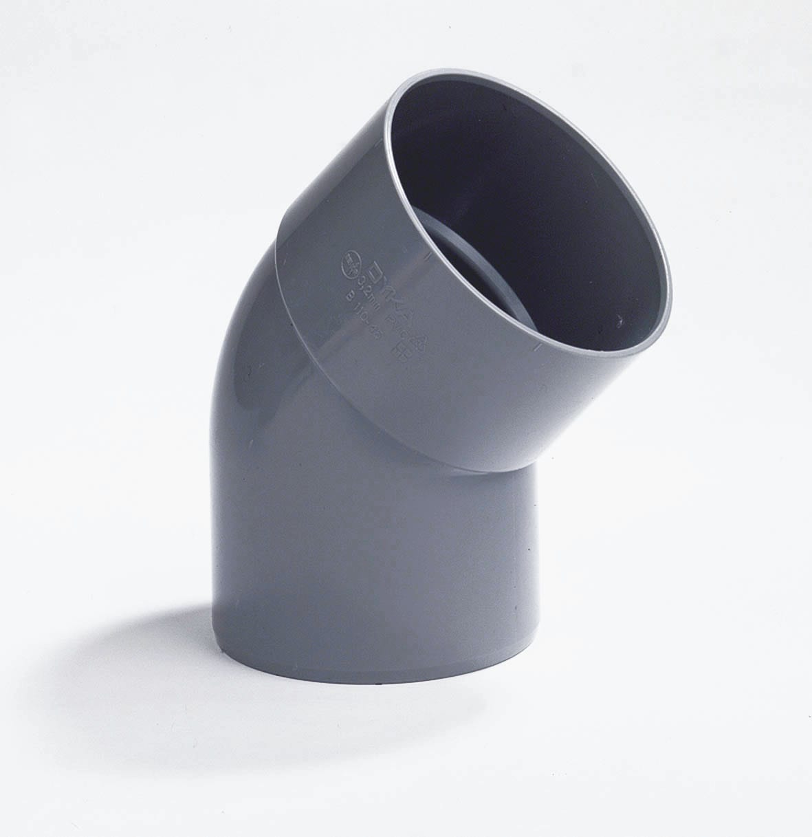 Dyka PVC Bocht 40mm ILV 45 Graden Lijmmof/Spie Grijs