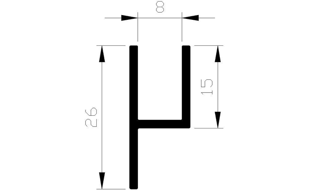 AluArt Binnenprofiel 8mm 3m Gelijkbenig