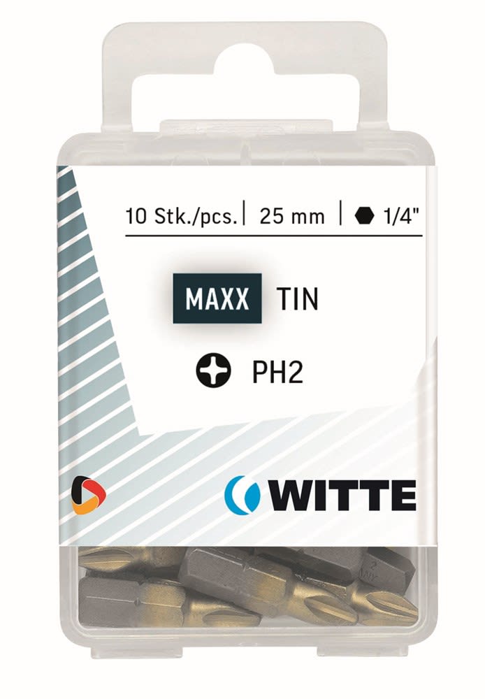 Witte Bit PH2 1 4 25mm Tin 10 Stuks