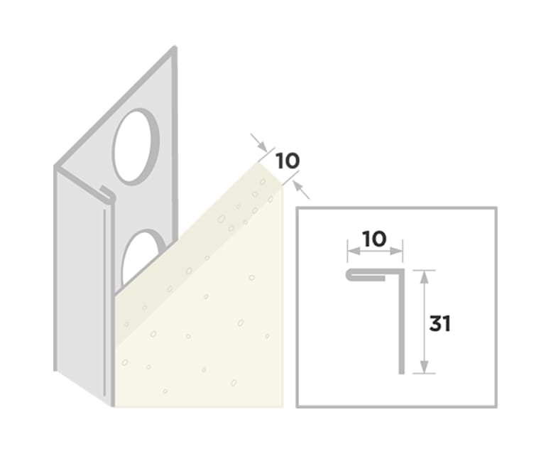 Product afbeelding voor Ripstaal Stucstopprofiel 1212 250cm 10mm Aluzink