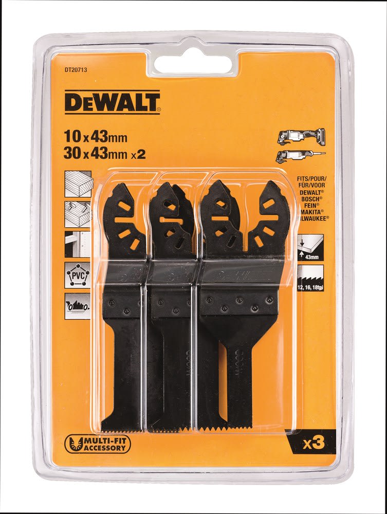 Product afbeelding voor DeWALT Multitoolzaagbladenset DT20713QZ 3-Delig