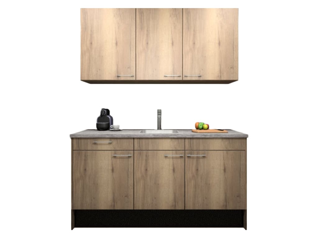 Product afbeelding voor Procasa Keuken 170cm Compleet Mountain Oak Inclusief Onderbouw Koelkast