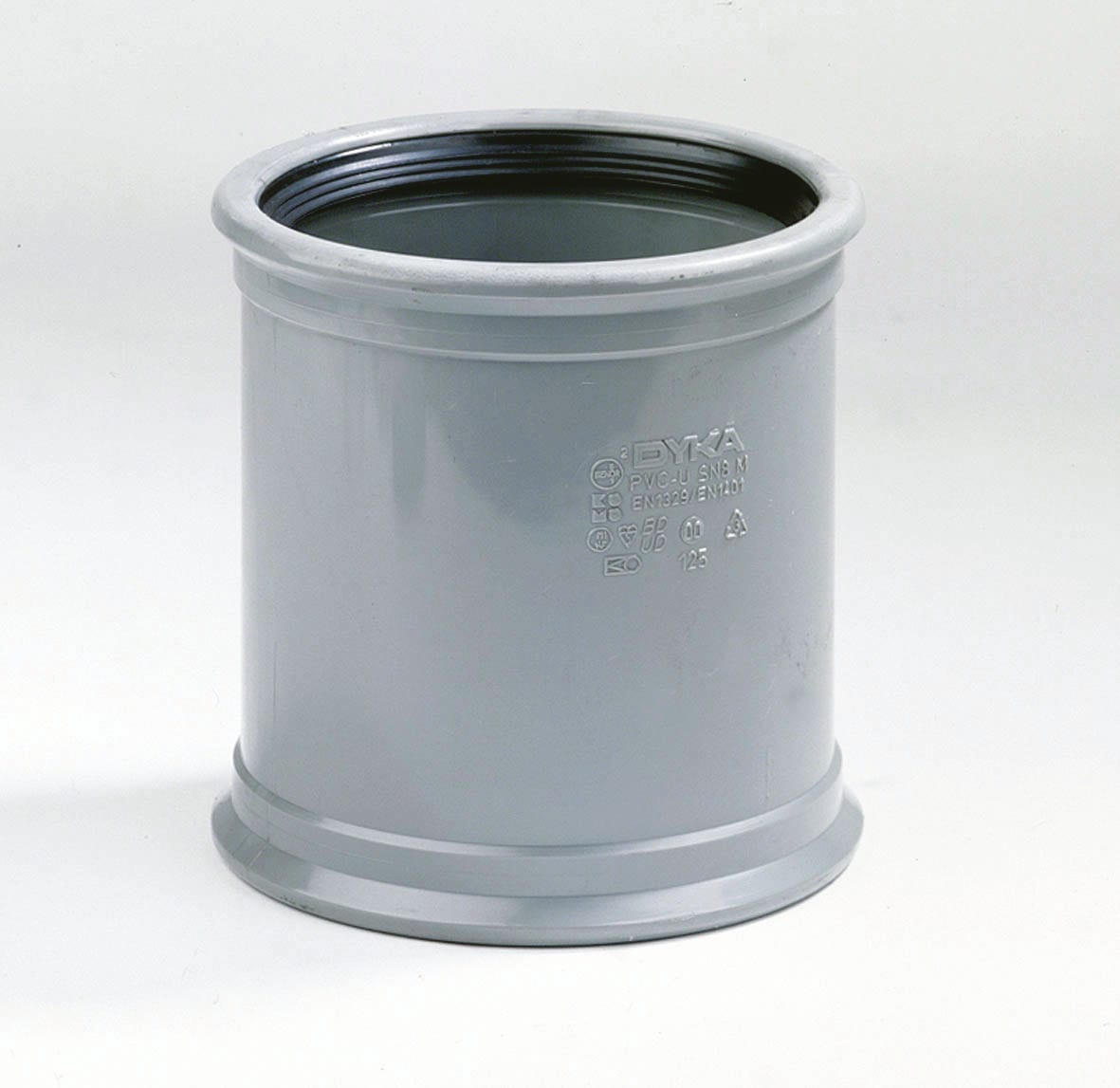 Dyka PVC Overschuifmof 75mm 2x Manchetmof Grijs