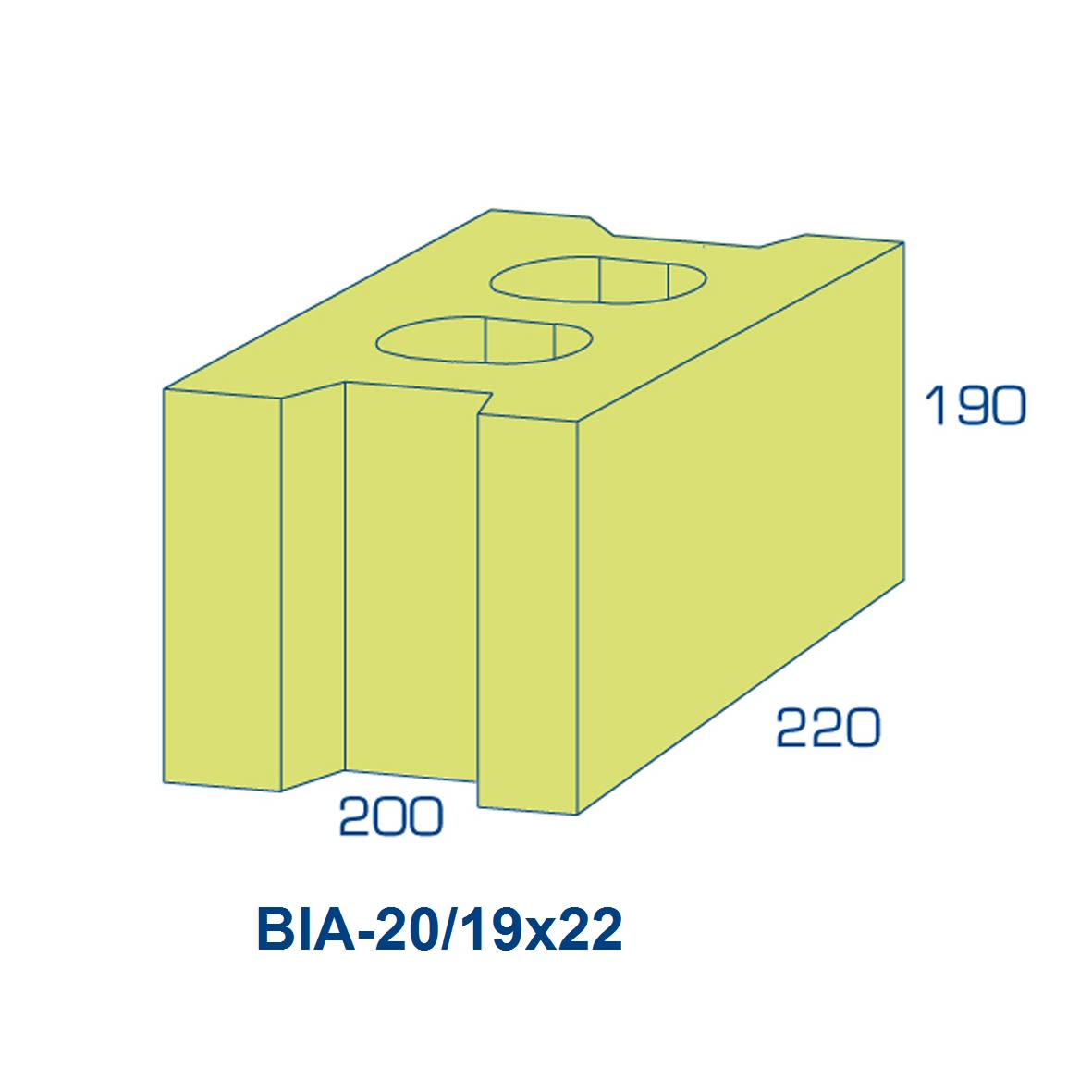 Product afbeelding voor BIA Grindbetonblok 20/19 Klinker 220x200x190mm Vuilwerk