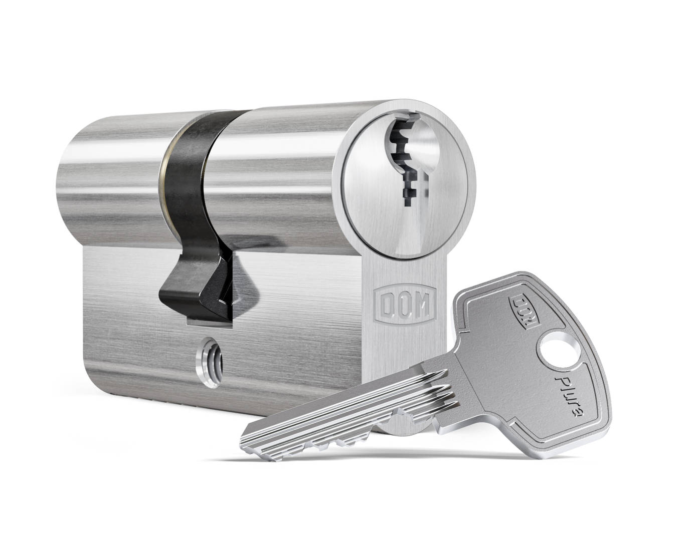 DOM Profielcilinder 333 Plura Dubbel 30/30mm Messing Vernikkeld Mat SKG2