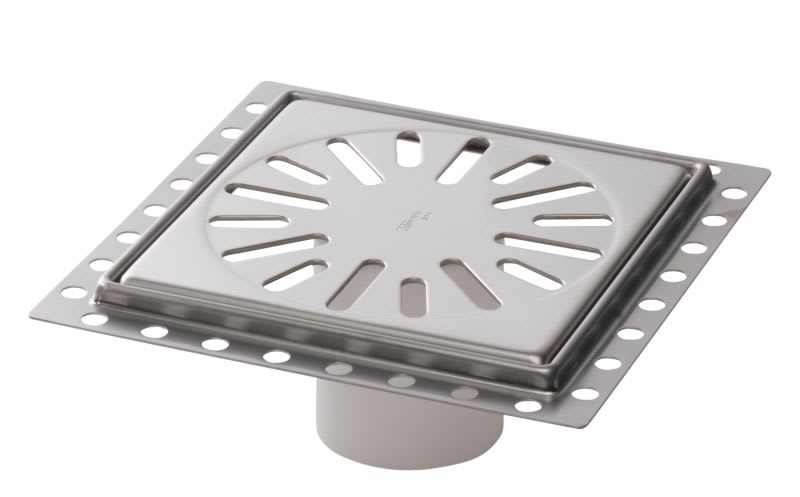 RVS Renovatieput 150x150mm RP15-7/179 Met 2 Reukafsluiters Inbouwdiepte 7mm