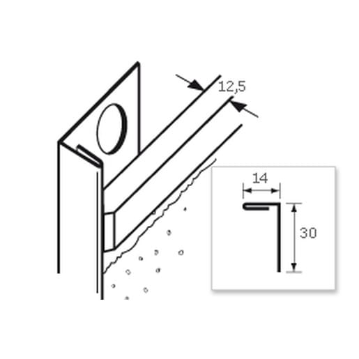 Product afbeelding voor Ripstaal Stucstopprofiel 1131 250cm 14mm Aluzink