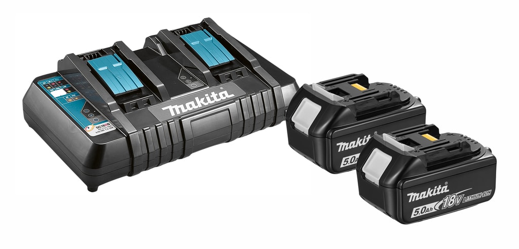 Makita Acculader Inclusief Accu's 197629-2 18V 2x5,0Ah Accu's en Duo Snellader DC18RD