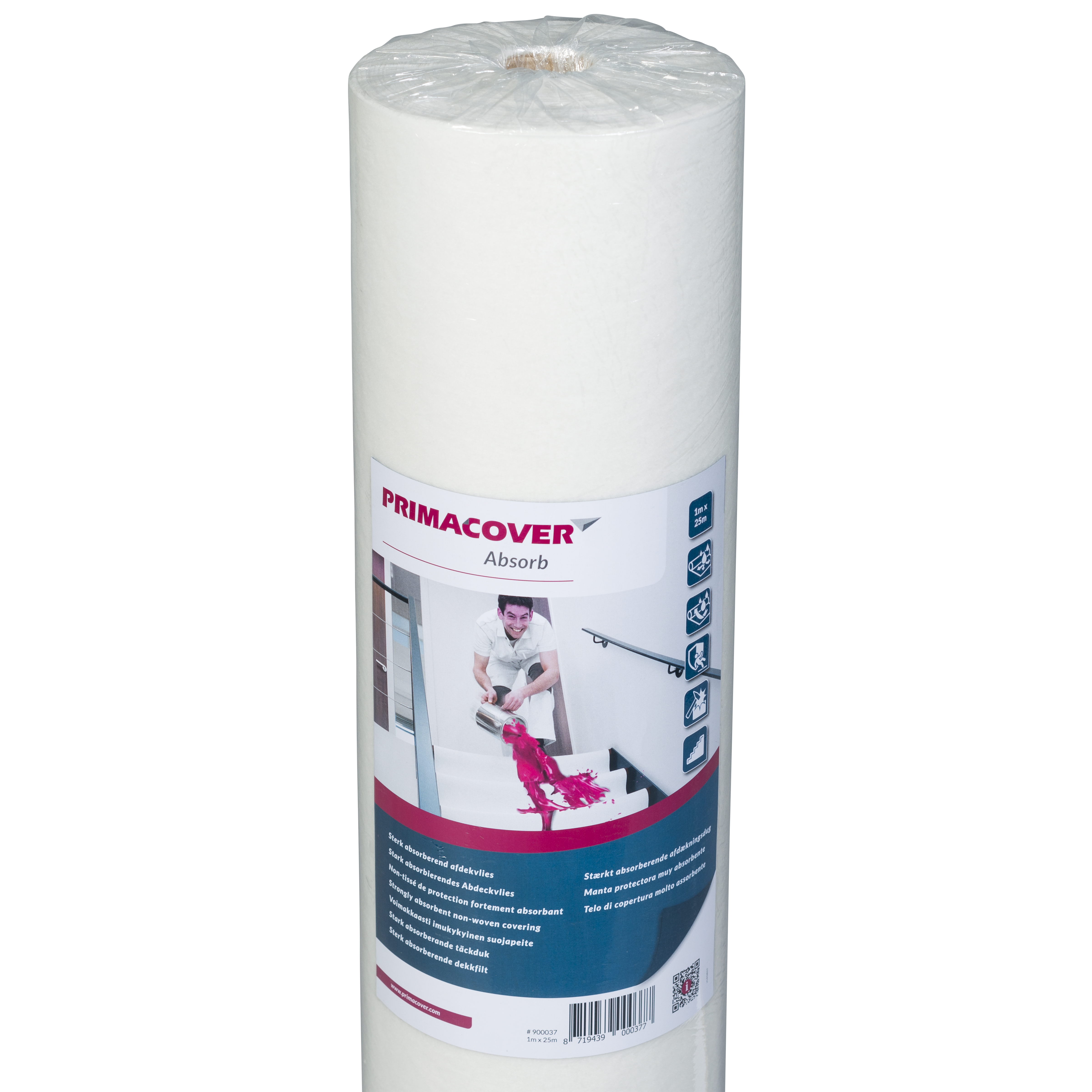 Product afbeelding voor PrimaCover Afdekvlies Absorb 1x25m Wit Absorberend