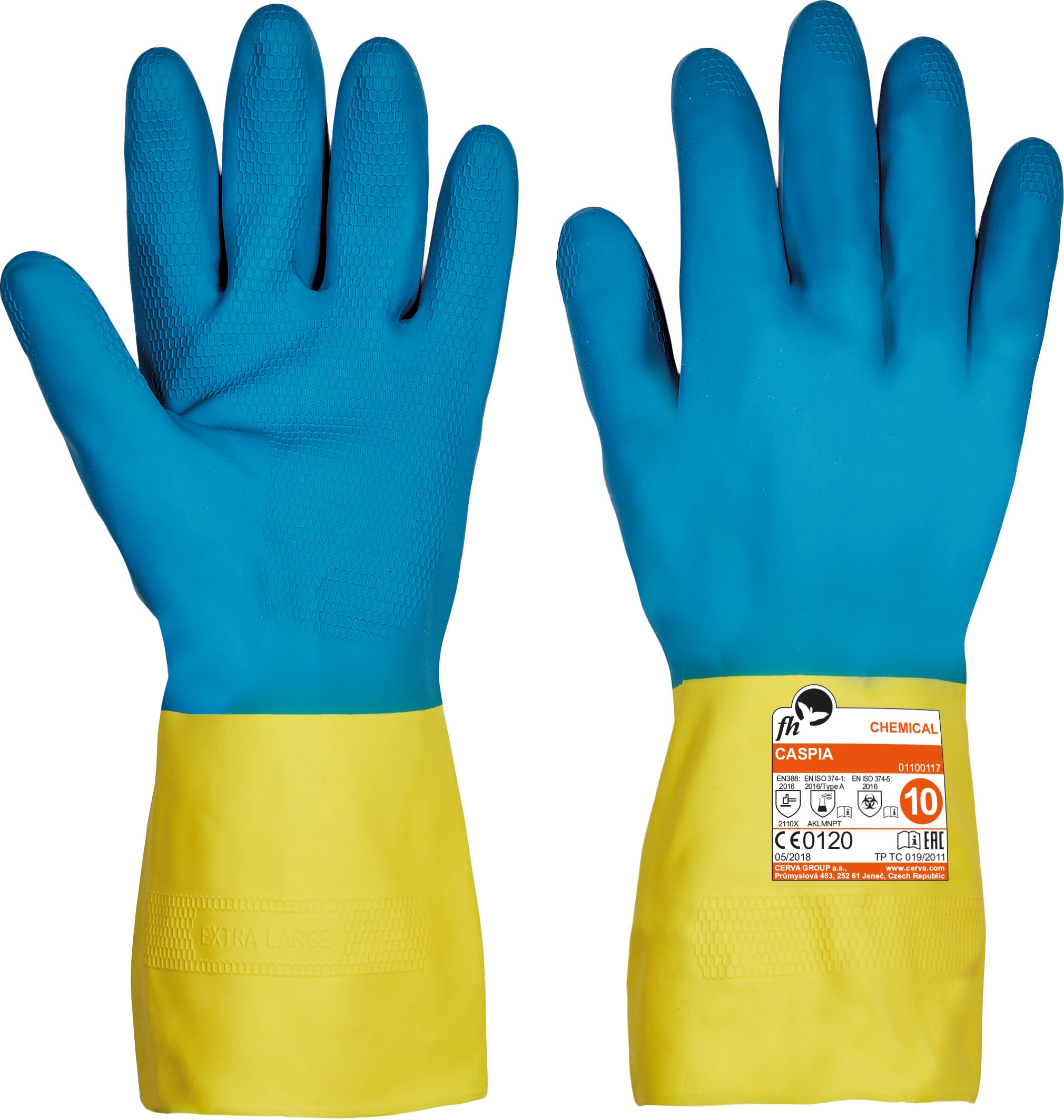 FH Handschoen 01100117 Caspia Blauw Geel  Latex Neopreen Maat 9