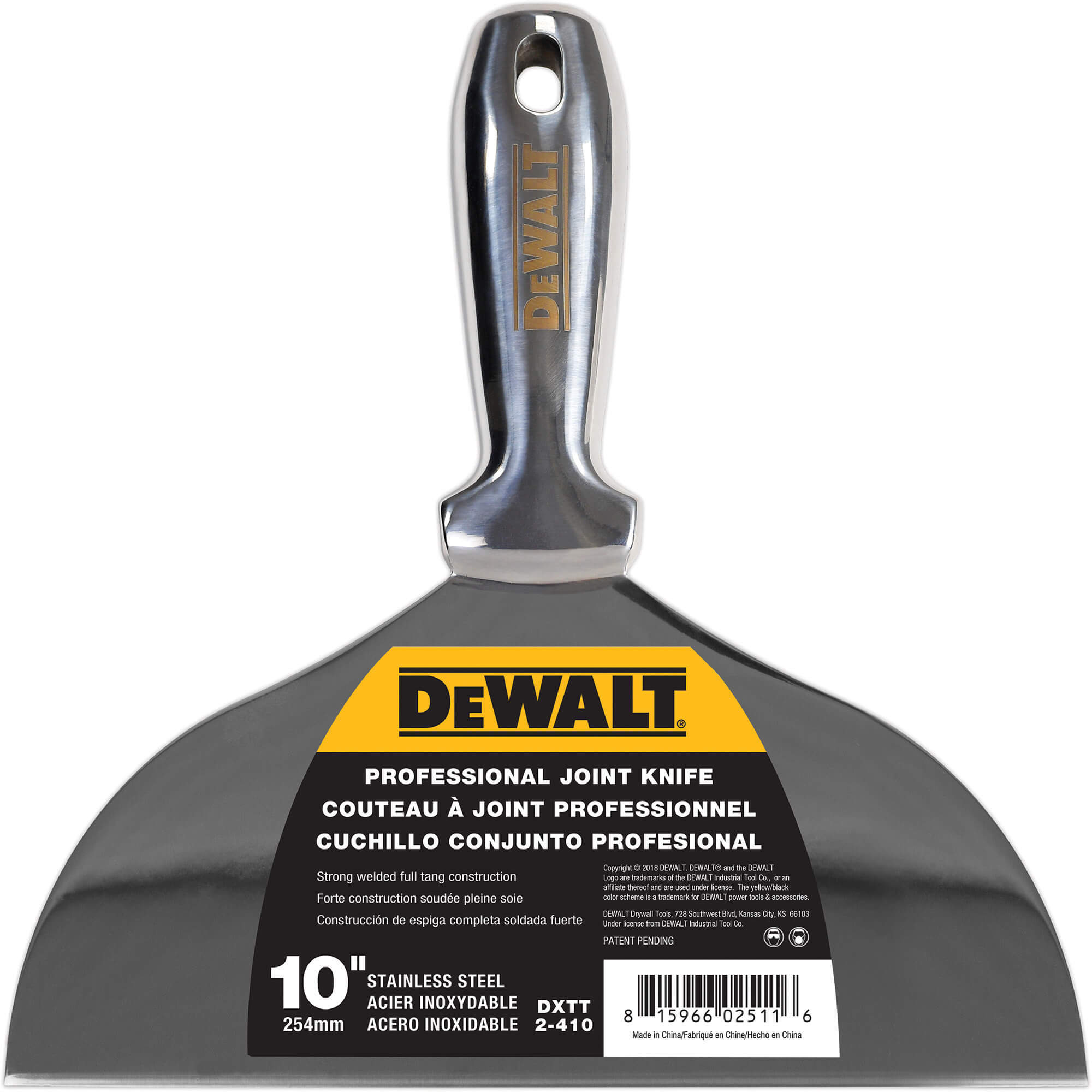 Product afbeelding voor DeWALT Plamuurmes 10" 254mm RVS Gesmeed