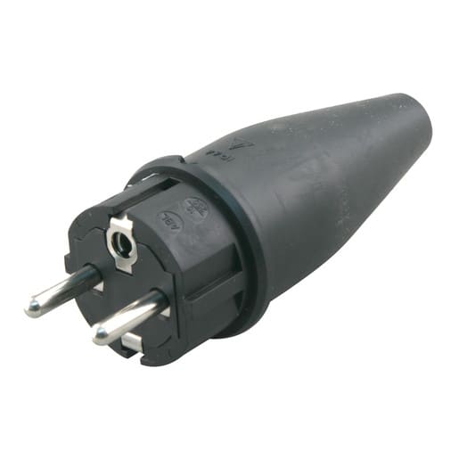 Stekker RA volrubber 10 16A zwart