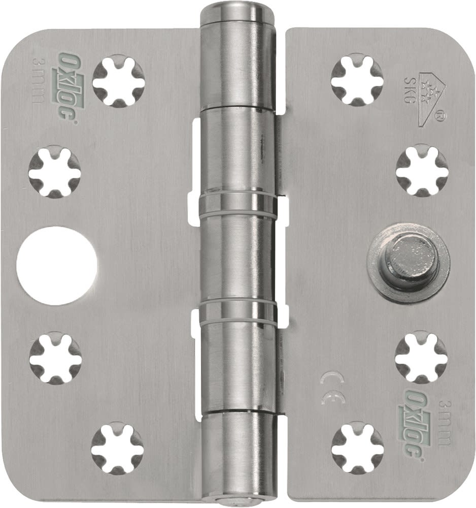 Oxloc Veiligheidsschijflagerscharnier Ronde Hoeken 89x89mm SKG3 RVS A2 1st