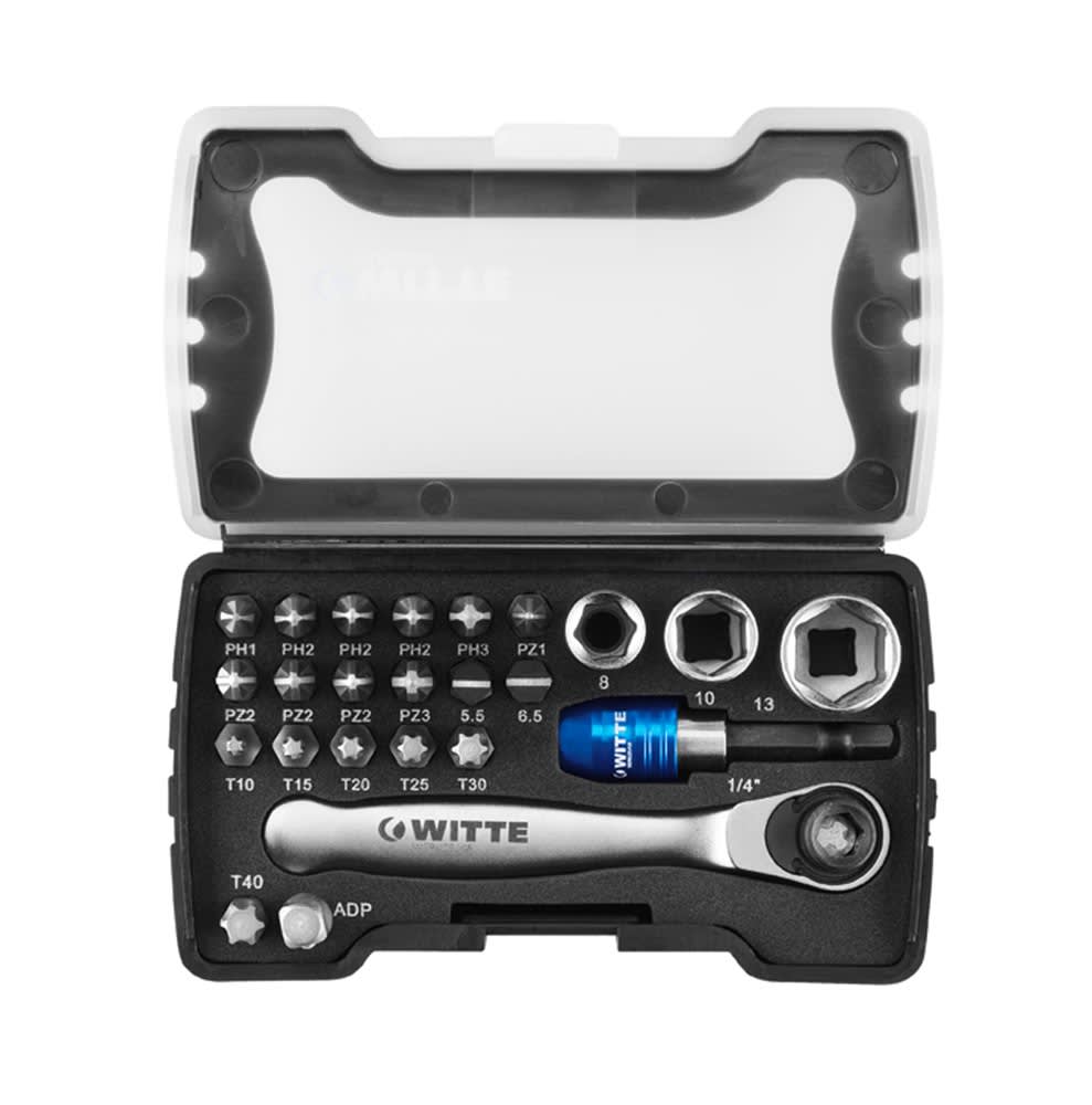 Witte Bitset Met Ratel 24-Delig